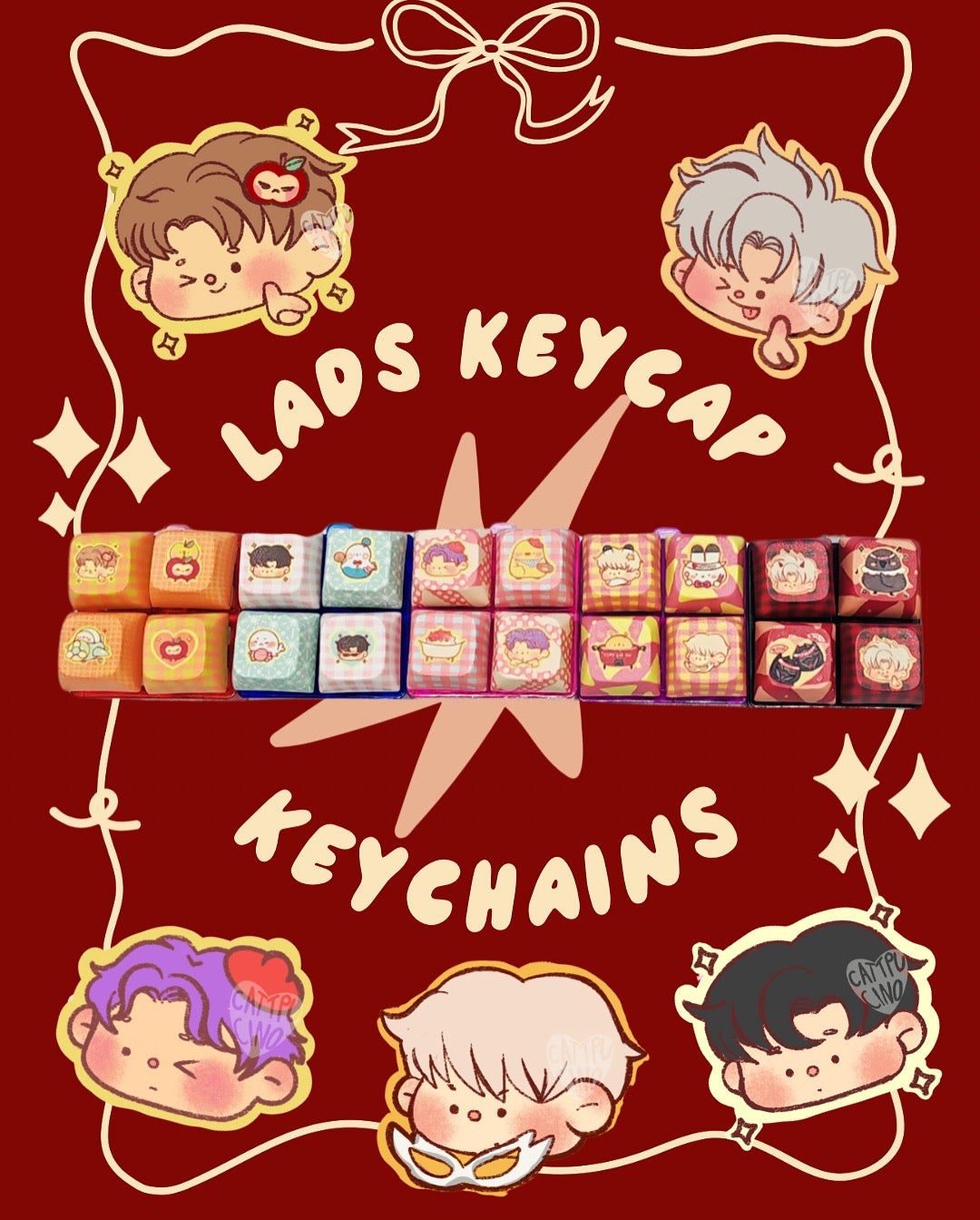 (Deal) 5 lads keycap keychains (SET)