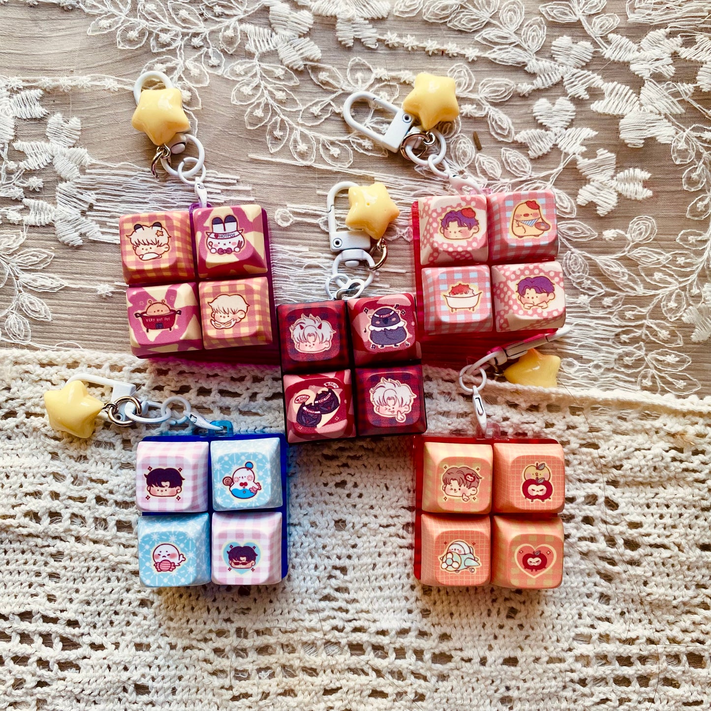 (Deal) 5 lads keycap keychains (SET)