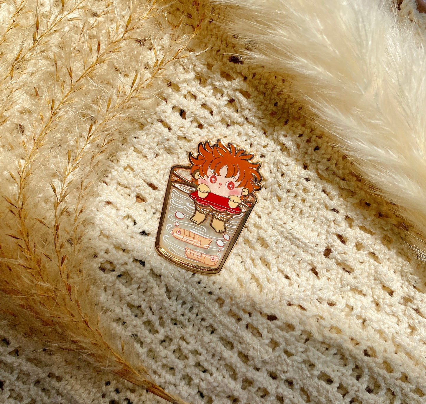 goldfish princess transparent enamel pin