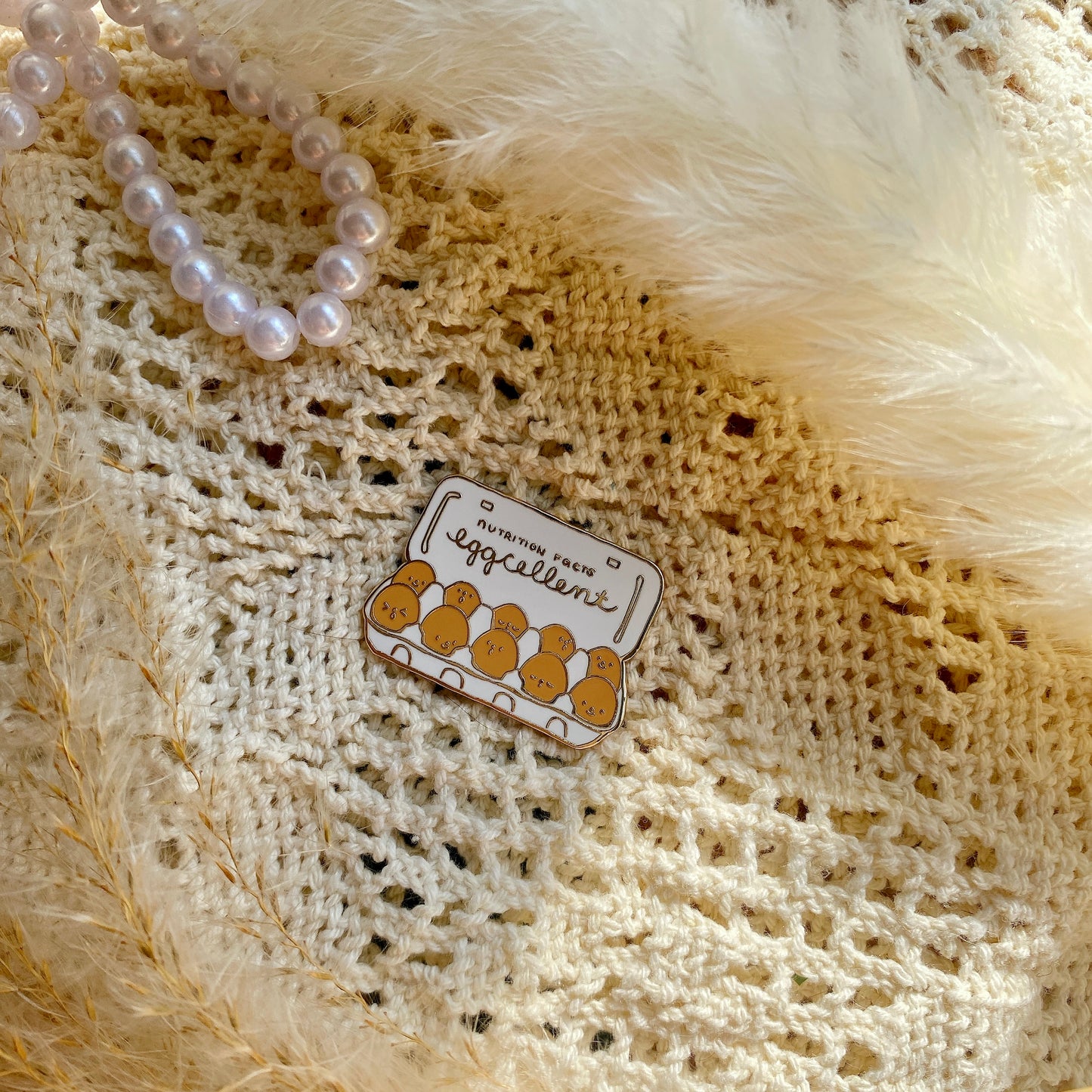 Eggcellent enamel pin