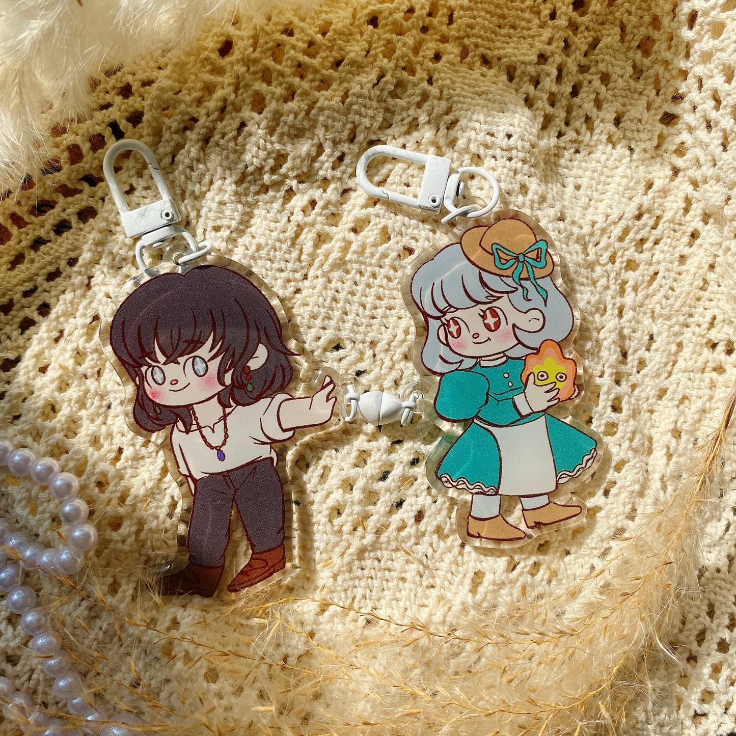 wizard and his girlfriend magnetic keychain (sold in pairs)