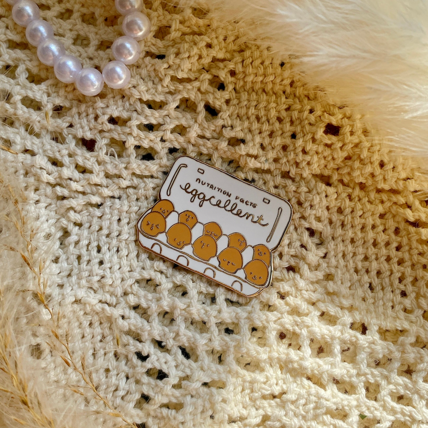 Eggcellent enamel pin