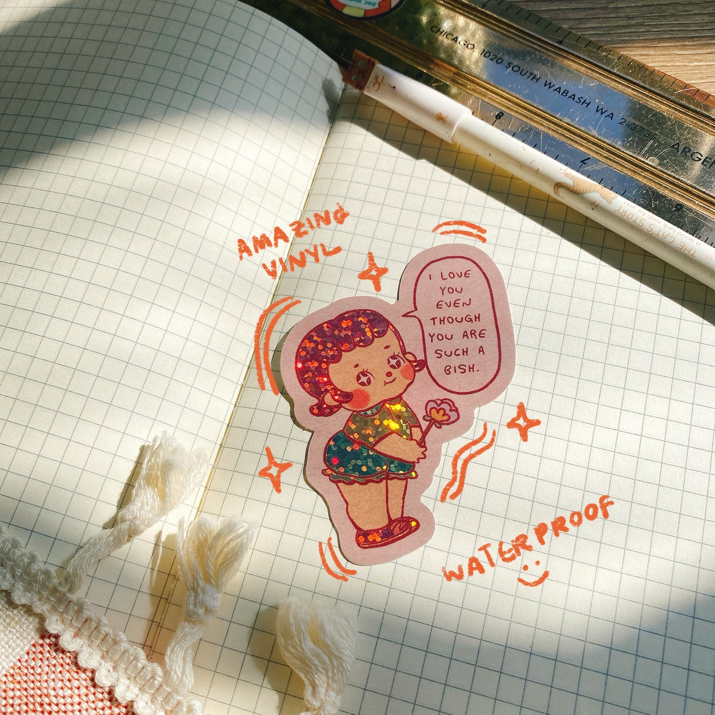 Valentine's day glitter vinyl sticker