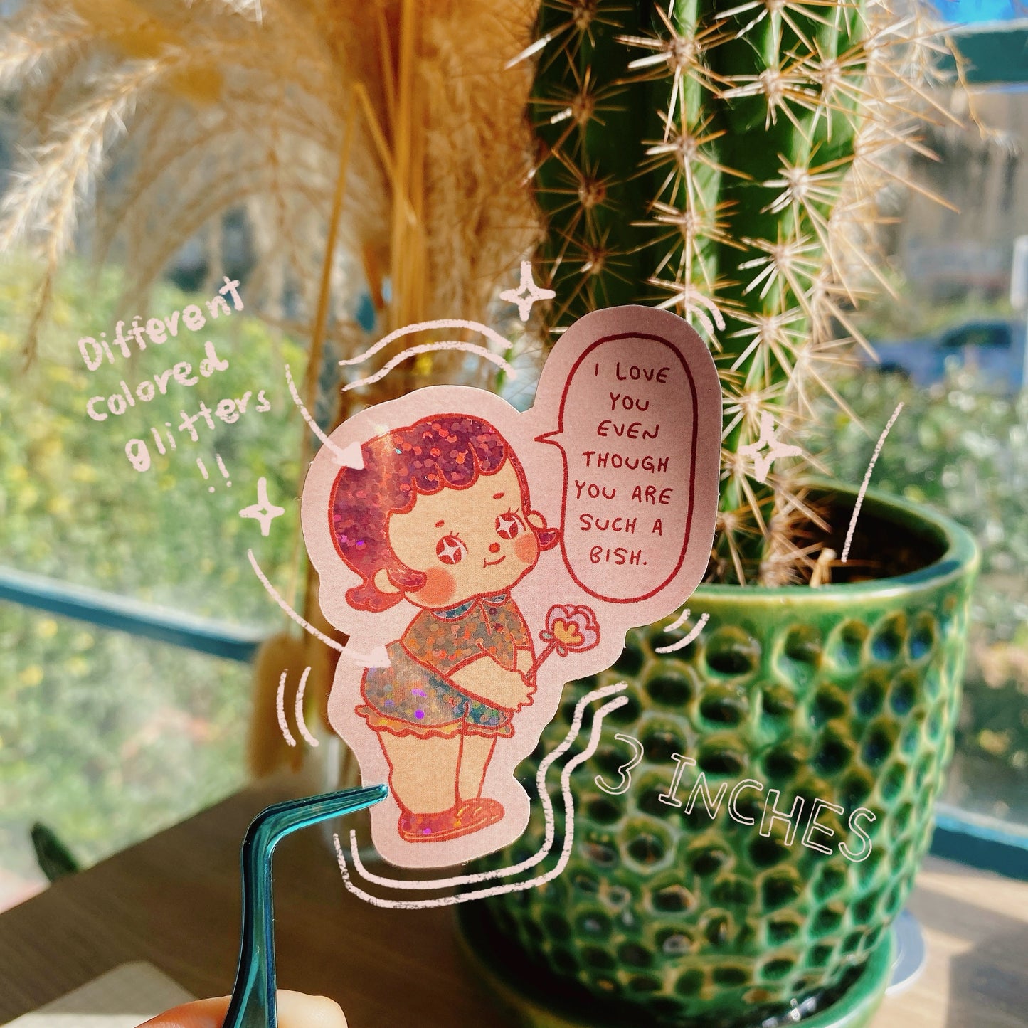 Valentine's day glitter vinyl sticker