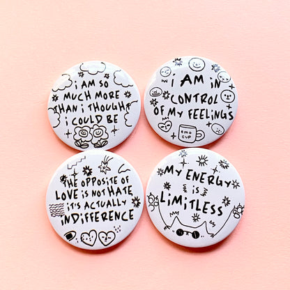 affirmation rounded button pins